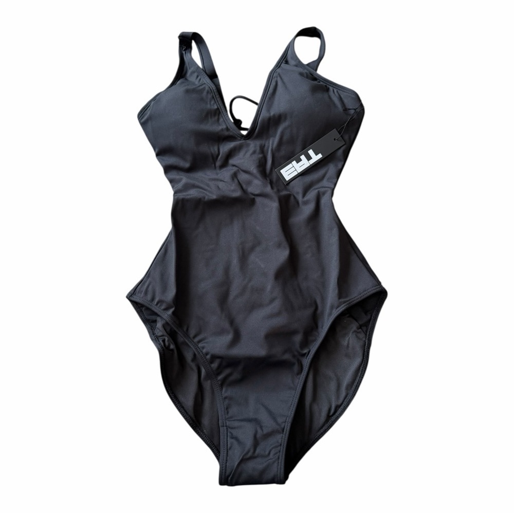 Ta3 Black Plungey One Piece Swimsuit Shapewear Bathing Suit Size XS NEW